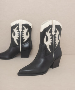 OASIS SOCIETY Houston - Layered Panel Cowboy Boots - Cowhide and Conchos