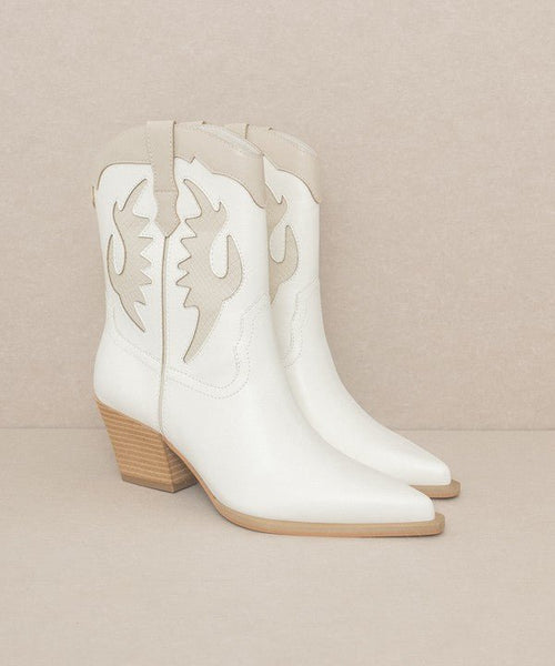 OASIS SOCIETY Houston - Layered Panel Cowboy Boots - Cowhide and Conchos