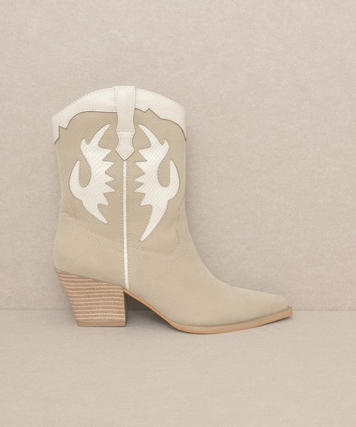 OASIS SOCIETY Houston - Layered Panel Cowboy Boots - Cowhide and Conchos