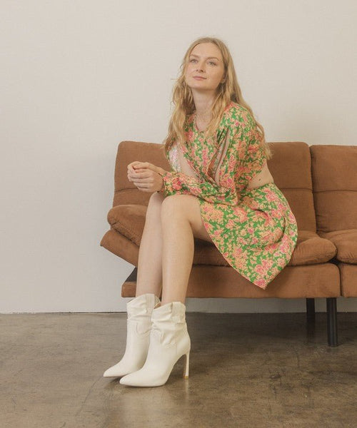 Oasis Society Kate - Slim Heel Booties - Cowhide and Conchos