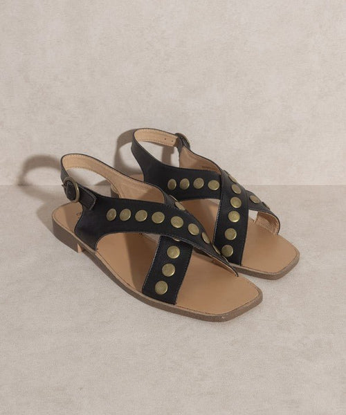 OASIS SOCIETY Kylie - Studded Cross Band Sandal - Cowhide and Conchos