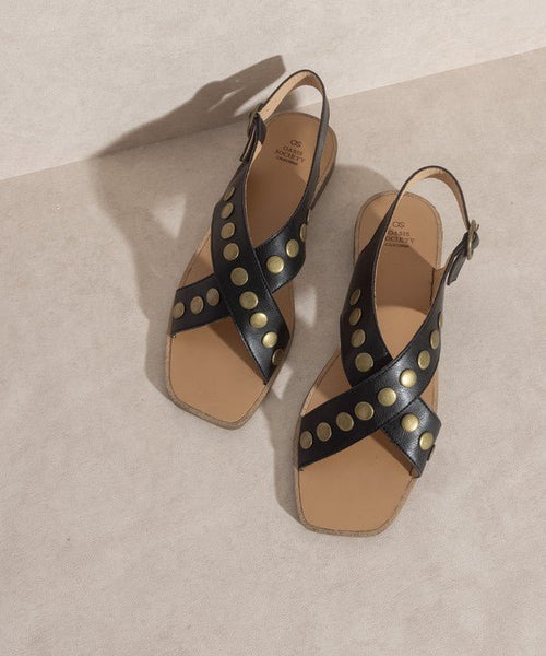 OASIS SOCIETY Kylie - Studded Cross Band Sandal - Cowhide and Conchos