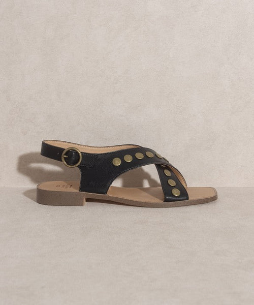 OASIS SOCIETY Kylie - Studded Cross Band Sandal - Cowhide and Conchos