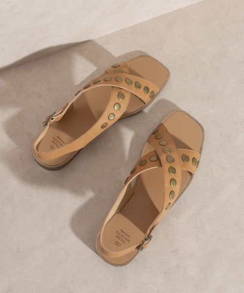 OASIS SOCIETY Kylie - Studded Cross Band Sandal - Cowhide and Conchos