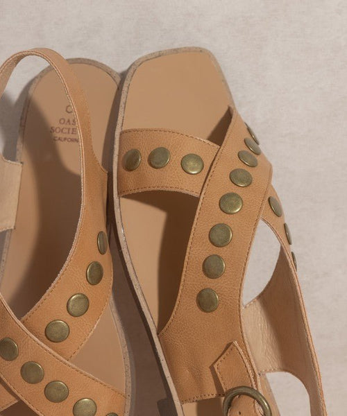 OASIS SOCIETY Kylie - Studded Cross Band Sandal - Cowhide and Conchos