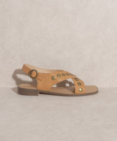 OASIS SOCIETY Kylie - Studded Cross Band Sandal - Cowhide and Conchos