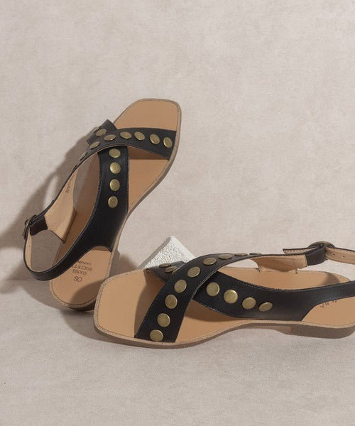 OASIS SOCIETY Kylie - Studded Cross Band Sandal - Cowhide and Conchos