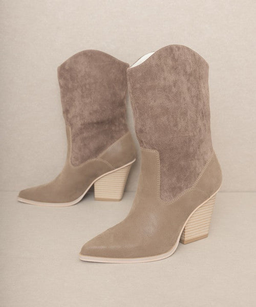 OASIS SOCIETY Marseille - Loose Fit Western Boots - Cowhide and Conchos