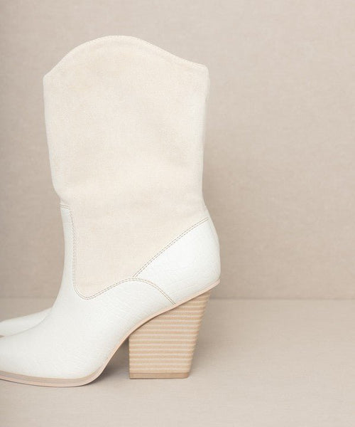 OASIS SOCIETY Marseille - Loose Fit Western Boots - Cowhide and Conchos