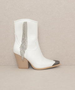 OASIS SOCIETY Rhinestone Fringe Boots - Cowhide and Conchos