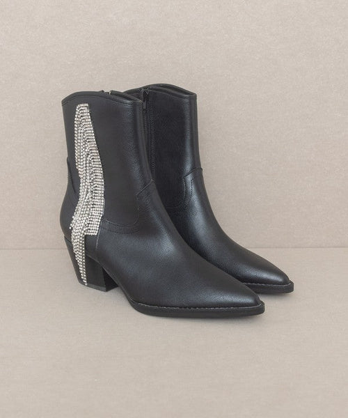Oasis Society Rowan - Rhinestone Fringe Boot - Cowhide and Conchos