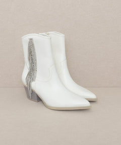 Oasis Society Rowan - Rhinestone Fringe Boot - Cowhide and Conchos