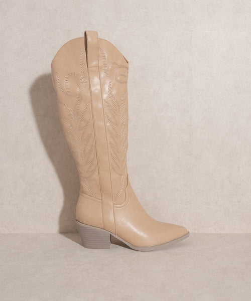 Oasis Society Samara - Embroidered Tall Boot - Cowhide and Conchos