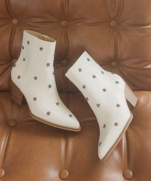 OASIS SOCIETY Star Studded Western Boots - Cowhide and Conchos