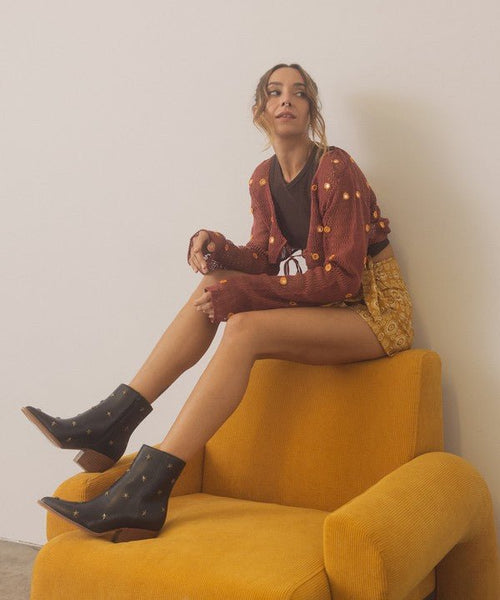 OASIS SOCIETY Star Studded Western Boots - Cowhide and Conchos