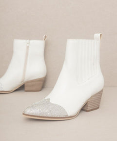 OASIS SOCIETY Zuri - Rhinestone Toed Booties - Cowhide and Conchos
