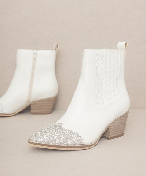 OASIS SOCIETY Zuri - Rhinestone Toed Booties - Cowhide and Conchos