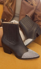 OASIS SOCIETY Zuri - Rhinestone Toed Booties - Cowhide and Conchos
