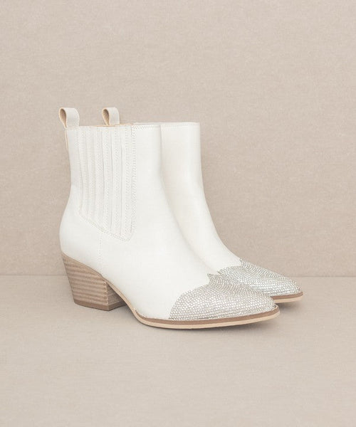 OASIS SOCIETY Zuri - Rhinestone Toed Booties - Cowhide and Conchos