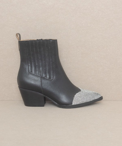 OASIS SOCIETY Zuri - Rhinestone Toed Booties - Cowhide and Conchos