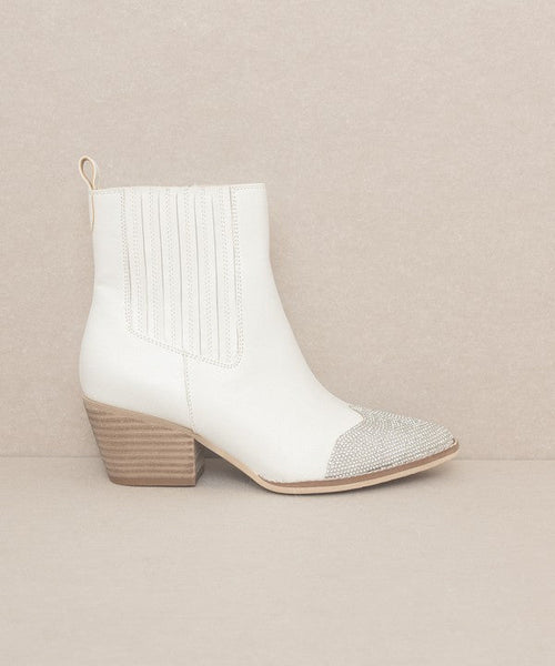 OASIS SOCIETY Zuri - Rhinestone Toed Booties - Cowhide and Conchos