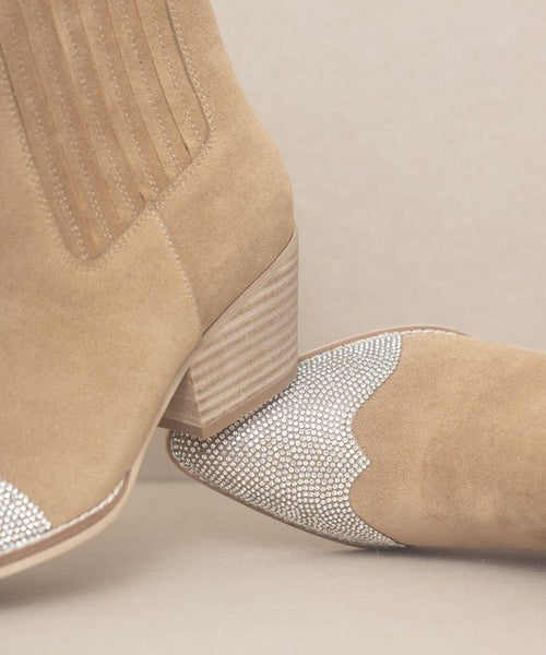 OASIS SOCIETY Zuri - Rhinestone Toed Booties - Cowhide and Conchos