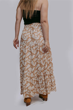 Ochre Side Slit Maxi Skirt - Cowhide and Conchos