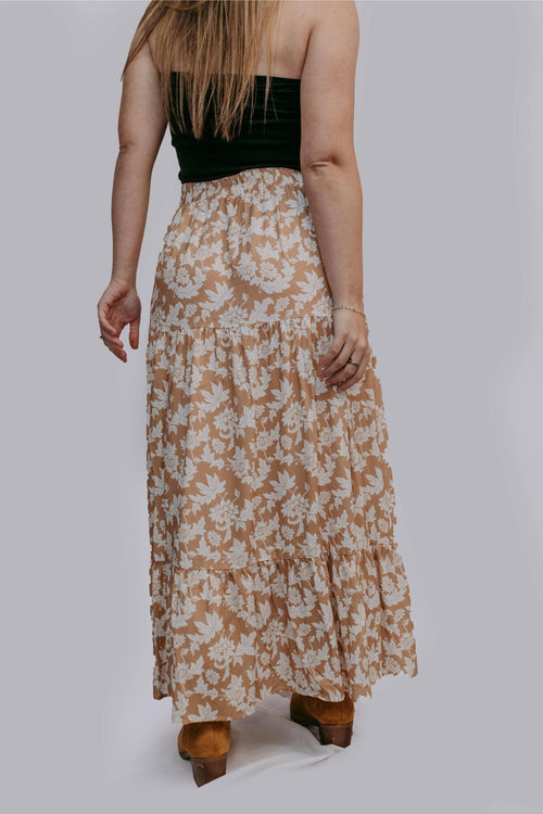Ochre Side Slit Maxi Skirt - Cowhide and Conchos