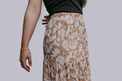 Ochre Side Slit Maxi Skirt - Cowhide and Conchos