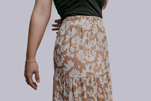 Ochre Side Slit Maxi Skirt - Cowhide and Conchos