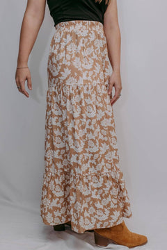 Ochre Side Slit Maxi Skirt - Cowhide and Conchos