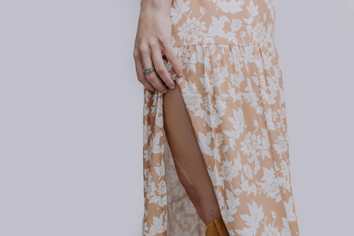Ochre Side Slit Maxi Skirt - Cowhide and Conchos