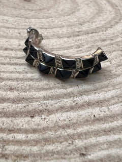 Onyx Hoop Earrings by Martin Chavez - Cowhide and Conchos