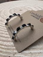 Onyx Hoop Earrings by Martin Chavez - Cowhide and Conchos
