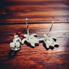 Opalite Sea Turtle Post Earrings - Sterling Silver - Cowhide and Conchos