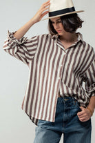 Outlaw Button Down Collared Shirt - Brown and Olive colors - Cowhide and Conchos