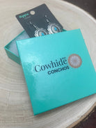 Oval Concho Earrings with Faux Turquoise - Cowhide and Conchos