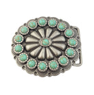 Oval Western Faux Turquoise Stone Belt Buckle - Cowhide and Conchos