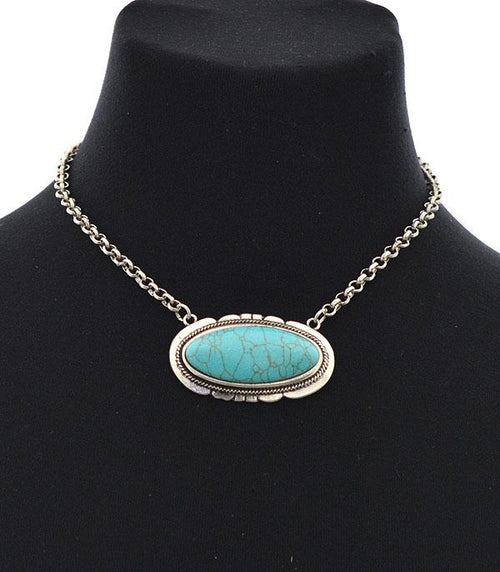 Oval Faux Turquoise Necklace