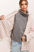 Oversized Houndstooth Patterned Soft Brushed Shacket - Cowhide and Conchos