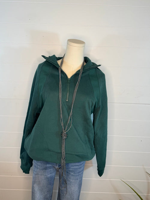 Oversized Sweatshirt Quarter Zip Top - Cowhide and Conchos