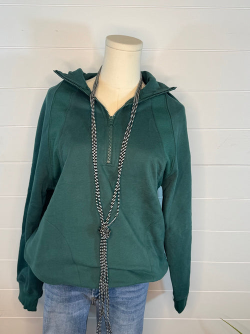 Oversized Sweatshirt Quarter Zip Top - Cowhide and Conchos