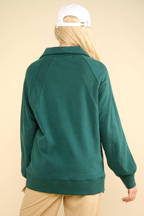 Oversized Sweatshirt Quarter Zip Top - Cowhide and Conchos