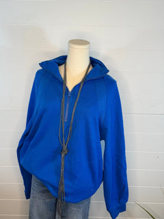 Oversized Sweatshirt Quarter Zip Top - Cowhide and Conchos