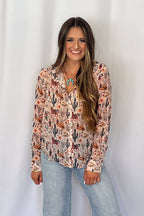 Painted Desert Chiffon Button Up Blouse - Cowhide and Conchos