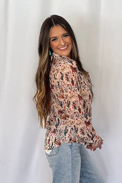 Painted Desert Chiffon Button Up Blouse - Cowhide and Conchos