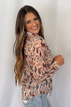 Painted Desert Chiffon Button Up Blouse - Cowhide and Conchos