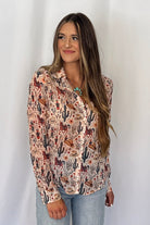 Painted Desert Chiffon Button Up Blouse - Cowhide and Conchos