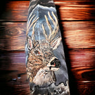 Painted hat feather by Chad Demien - Large buck - Cowhide and Conchos