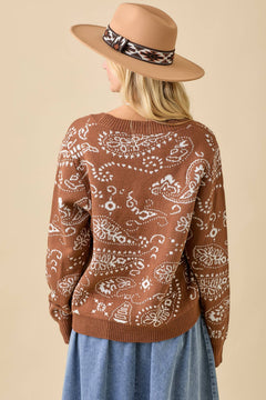 Paisley Cardigan - Cowhide and Conchos
